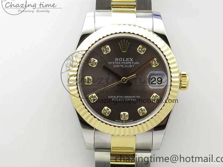 0112 SoftTouch Datejust 31mm 278273 SS YG BP Maker Best Edition Gray Diamonds Dial on SS YG Oyster Bracelet 2715